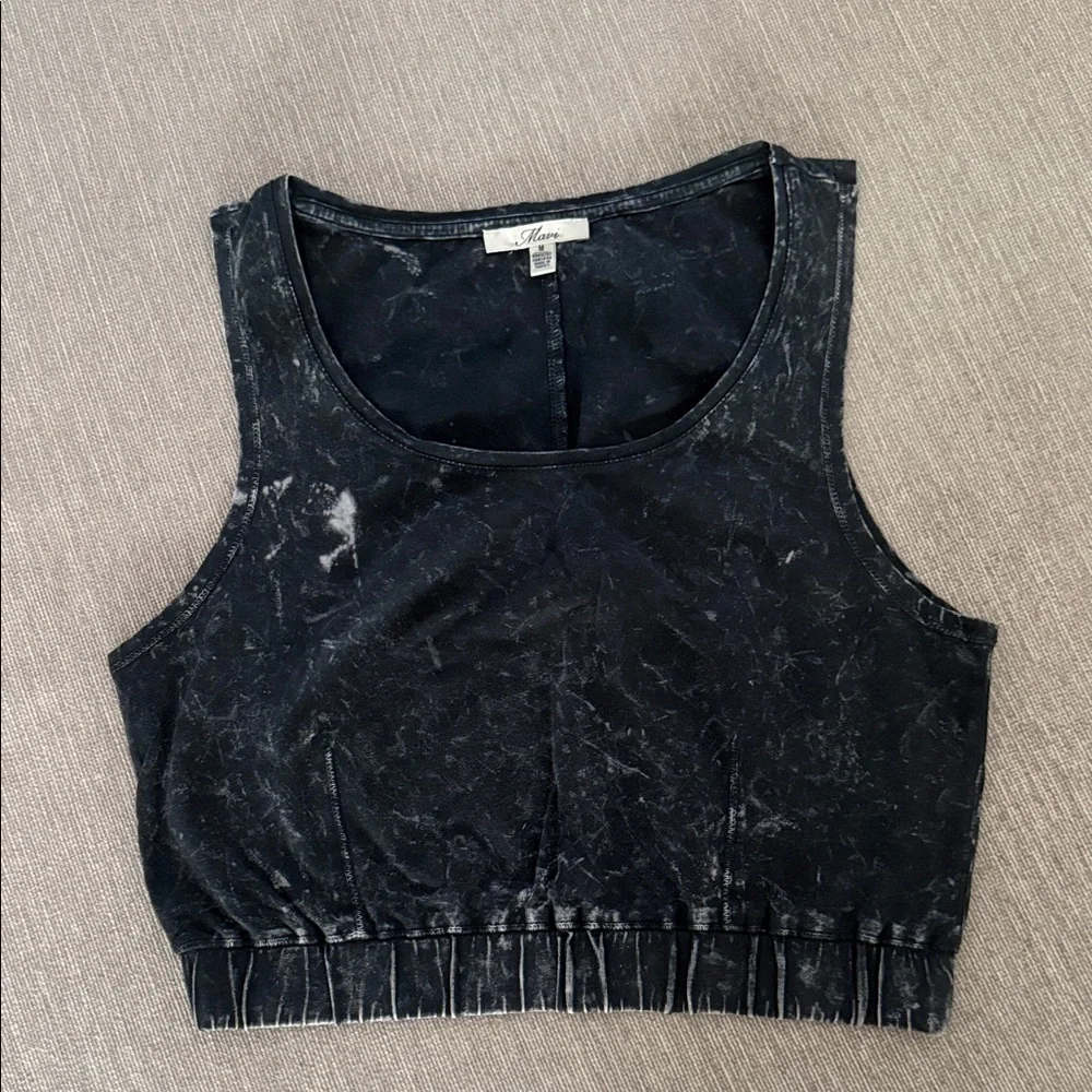 Mavi Black Marble Cotton Crop Top - Picture 1 of 5